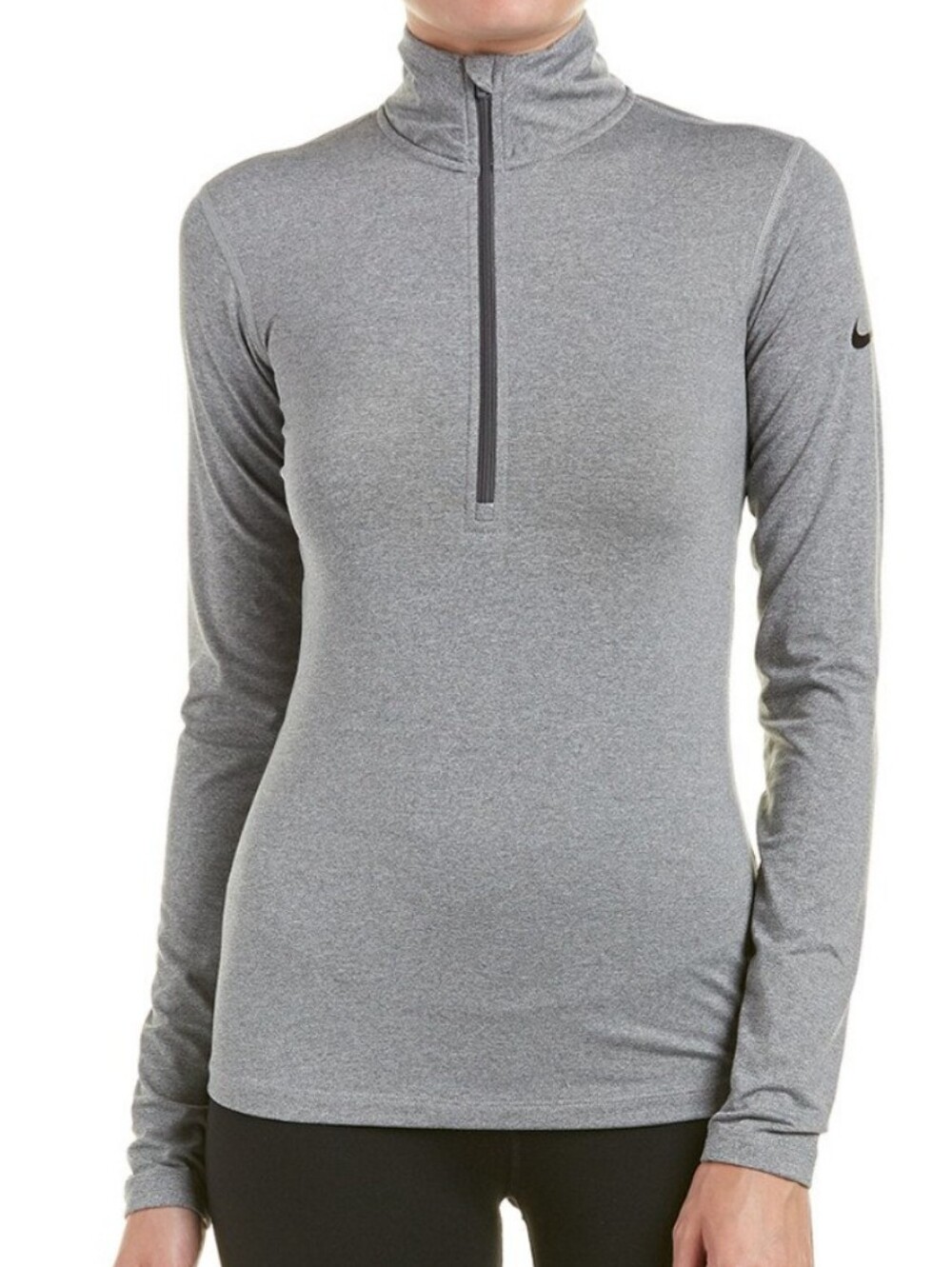 Nike Women's Dark Gray 1/2 Zip Lined Workout  Pullover Top